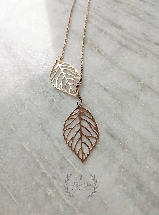 Double Leaf Neck Chain | Leaf Necklace | Golden Leaf Necklace | Lowest Price Necklace