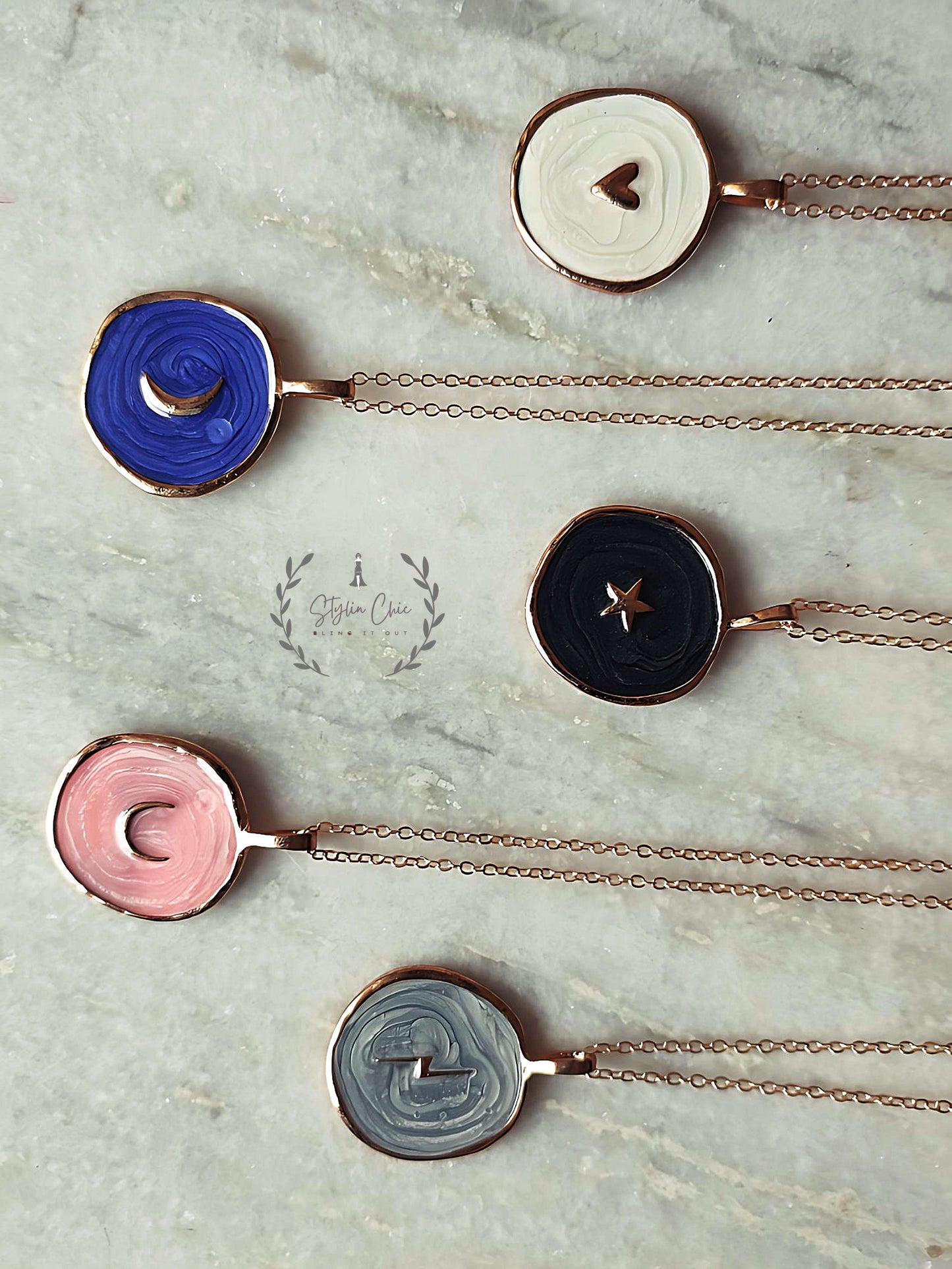 Enamel Charm  Neck Chain | Metal Mixed Enamel Galaxy Charm Necklace