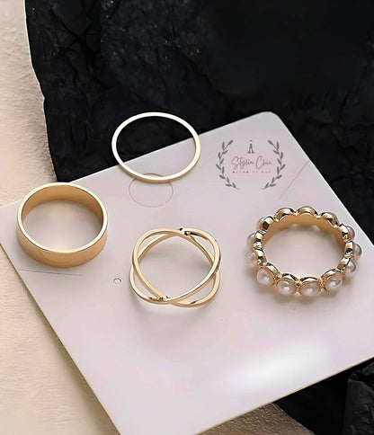 Pearl Ring Set | Boho Ring Set | Set of Multiple Rings | Pearl Ring Set | Stackable Rings