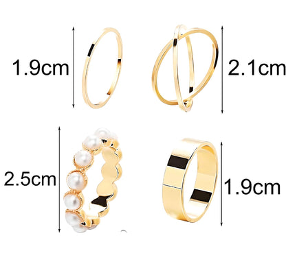 Pearl Ring Set | Boho Ring Set | Set of Multiple Rings | Pearl Ring Set | Stackable Rings