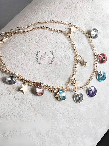 Two layer Anklets Charming Stars and Stones | Multilayer Anklet