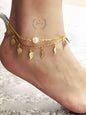 Pearl and Leaf Anklets | Multilayer Anklet | Boho Style Anklet | Anklet