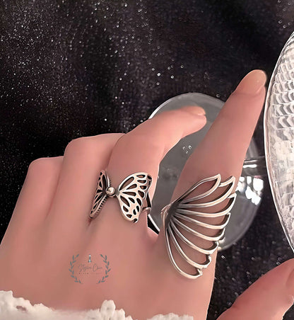 Butterfly Ring Set | Classy Butterfly and Wing Ring Set | Set of Silver Color Rings