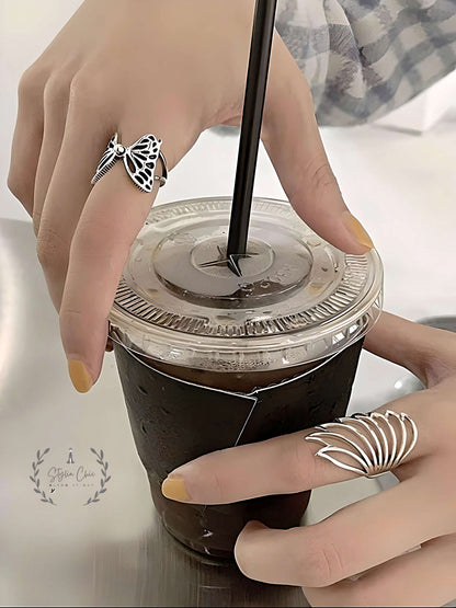 Butterfly Ring Set | Classy Butterfly and Wing Ring Set | Set of Silver Color Rings