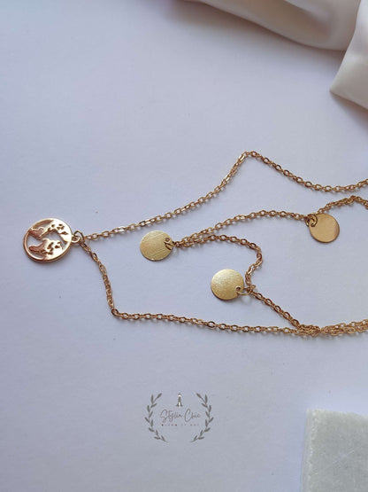 Double Layer Classy World Map Necklace | Double Layer Necklace | Multilayer Necklace | World Map Necklace