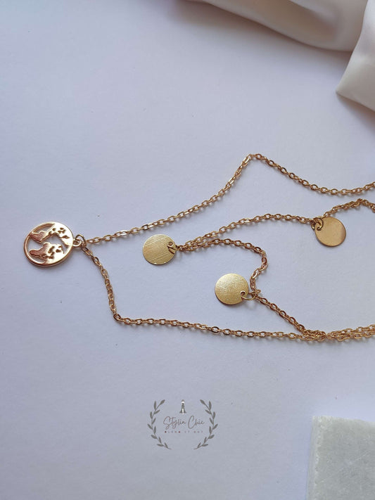 Double Layer Classy World Map Necklace | Double Layer Necklace | Multilayer Necklace | World Map Necklace