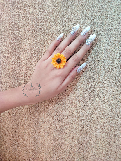 Sunflower Ring | Summer Style Jewellery | Flower Ring | Gift For Her | Orange Ring