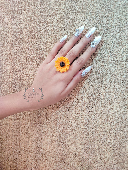 Sunflower Ring | Summer Style Jewellery | Flower Ring | Gift For Her | Orange Ring