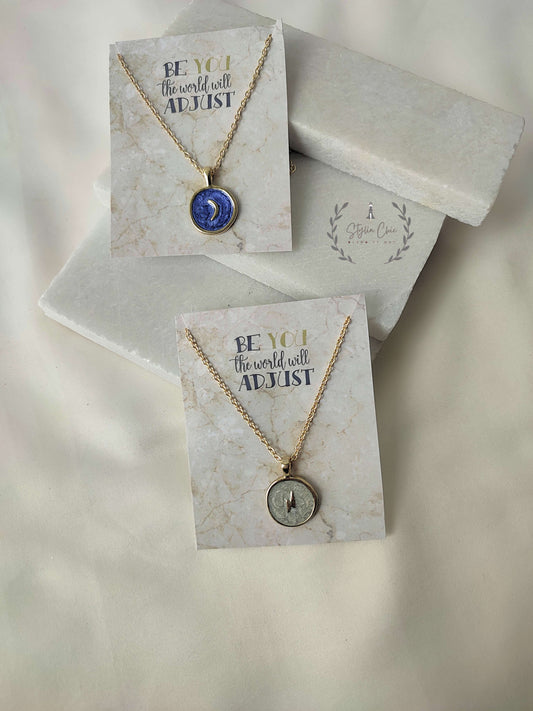 Dreamy Gold Enamel Charm Pendant | Metal Mixed Enamel Galaxy Charm Necklace
