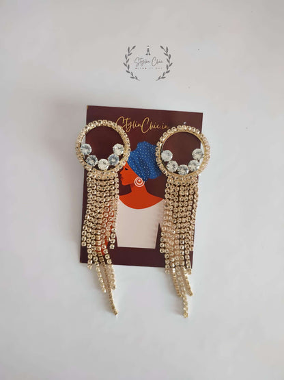 Zircon Long Earring (Ring) | Party Wear Earring | Festive Wear Earring