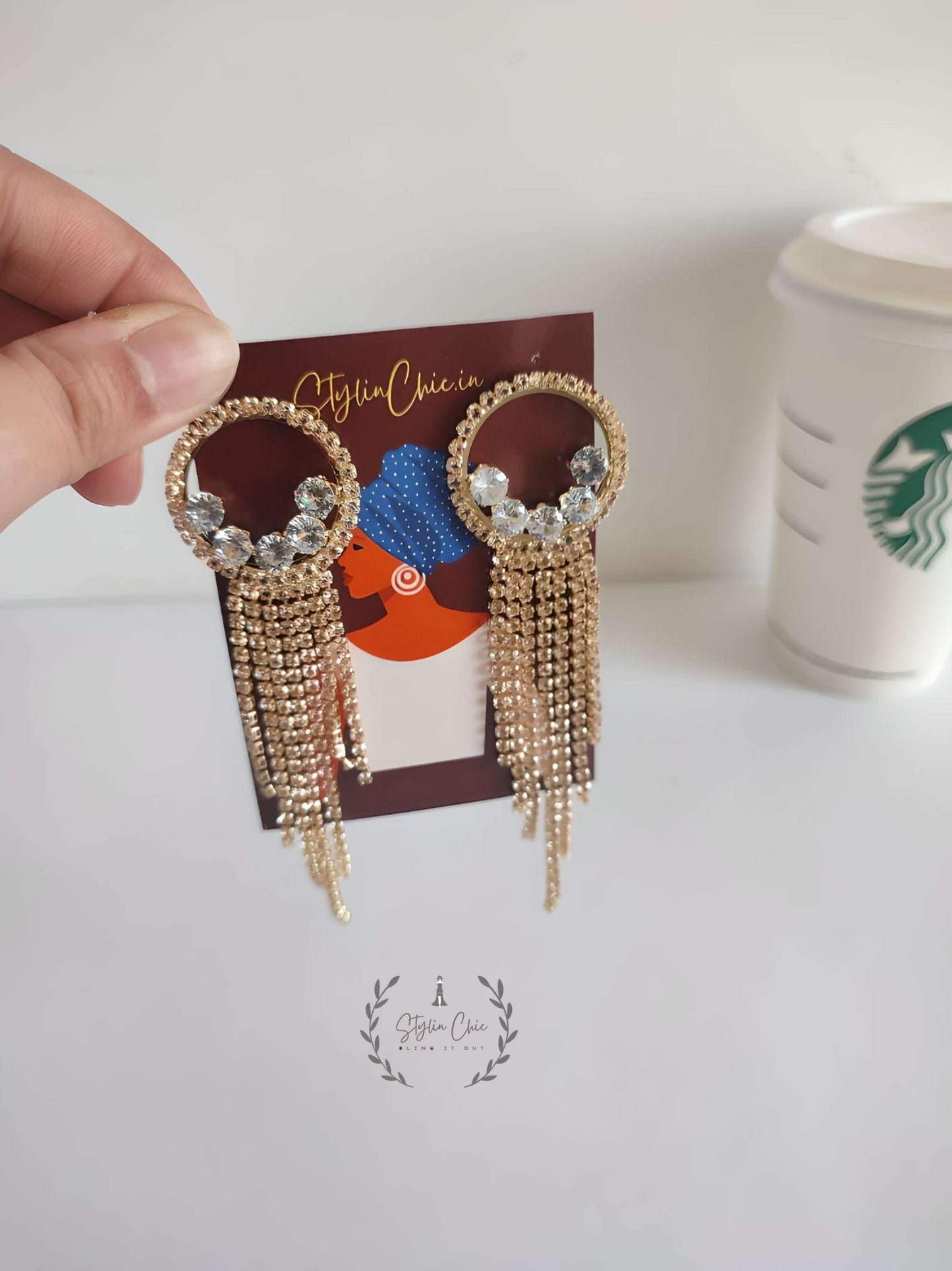 Zircon Long Earring (Ring) | Party Wear Earring | Festive Wear Earring