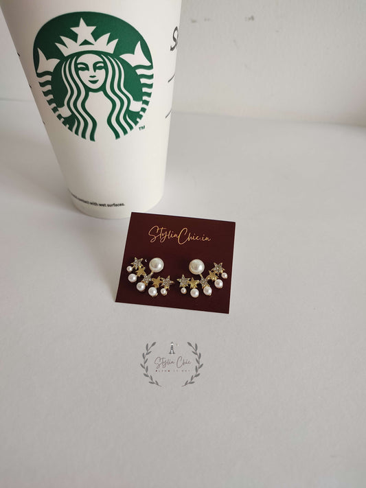 Golden Bow Pearl Korean  Earring | Korean Earrings | Minimal Causal Earrings | Work Wear Earrings