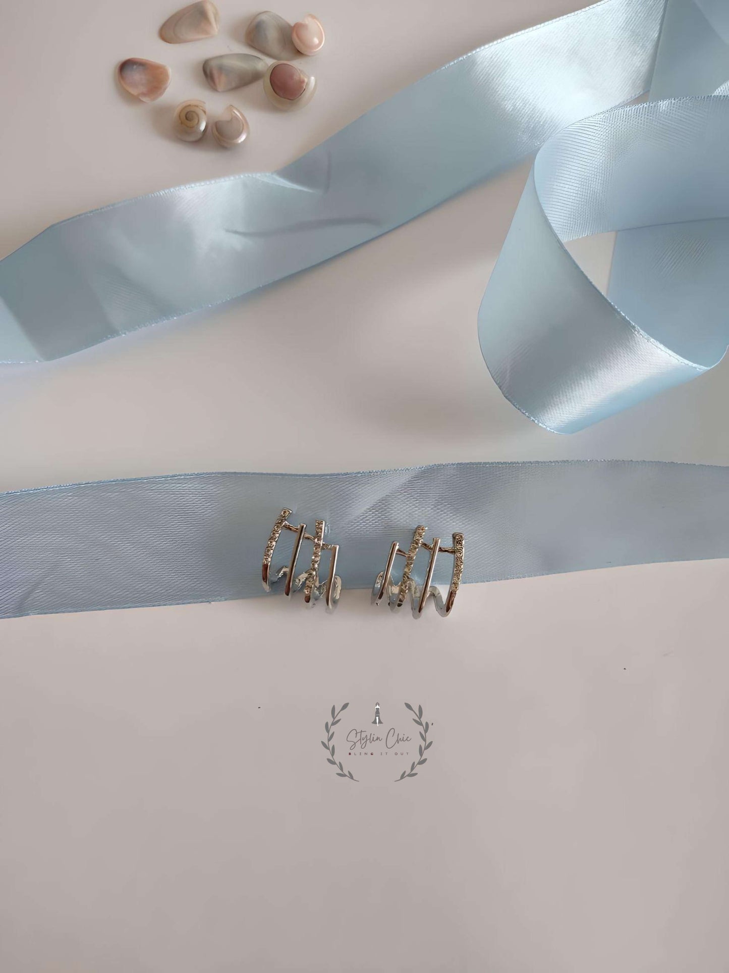 Korean Stud | Three Layer Korean Earrings | Korean Style Stud Earrings | Work Wear/Office Wear Earrings