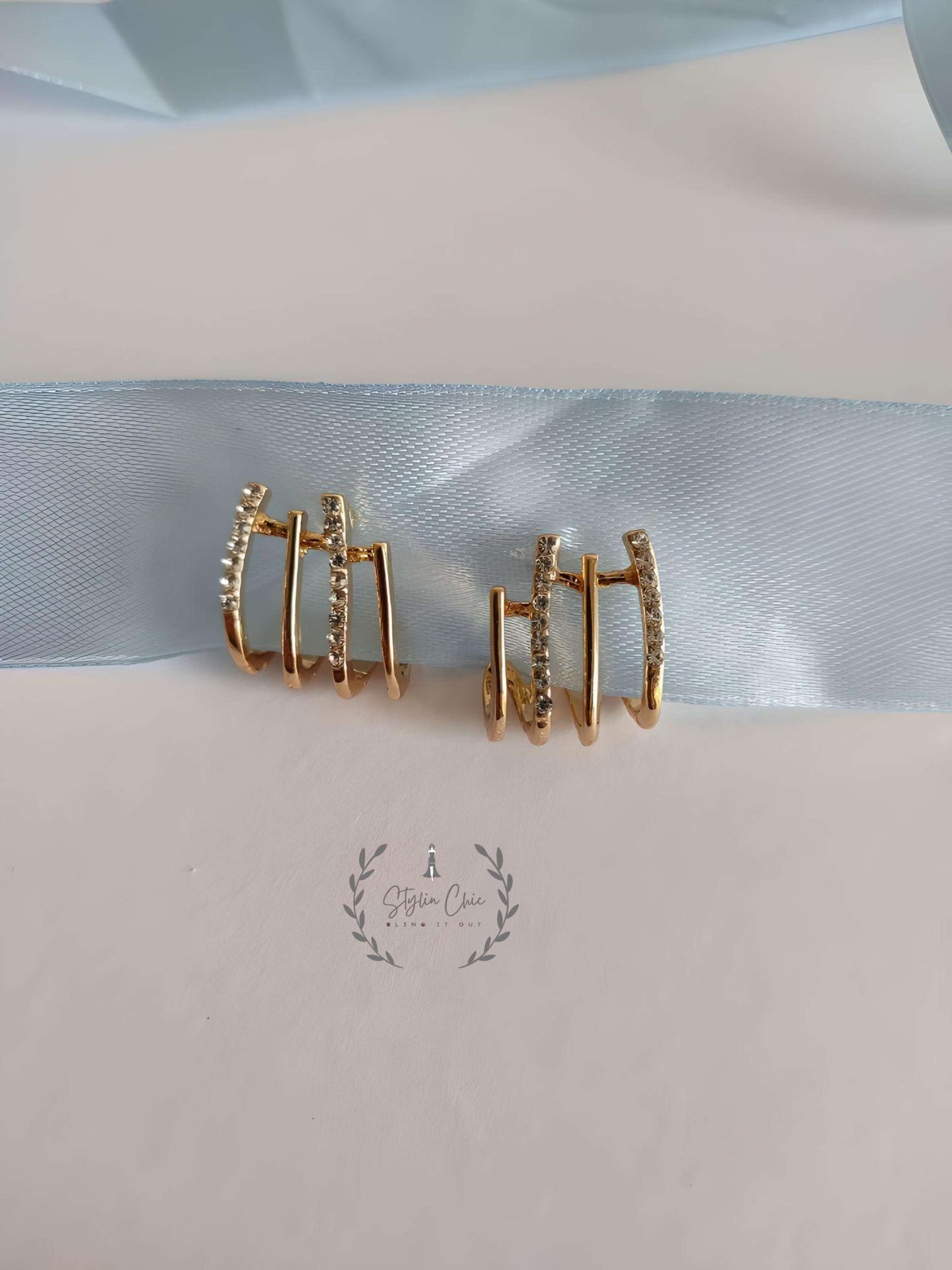 Korean Stud | Three Layer Korean Earrings | Korean Style Stud Earrings | Work Wear/Office Wear Earrings