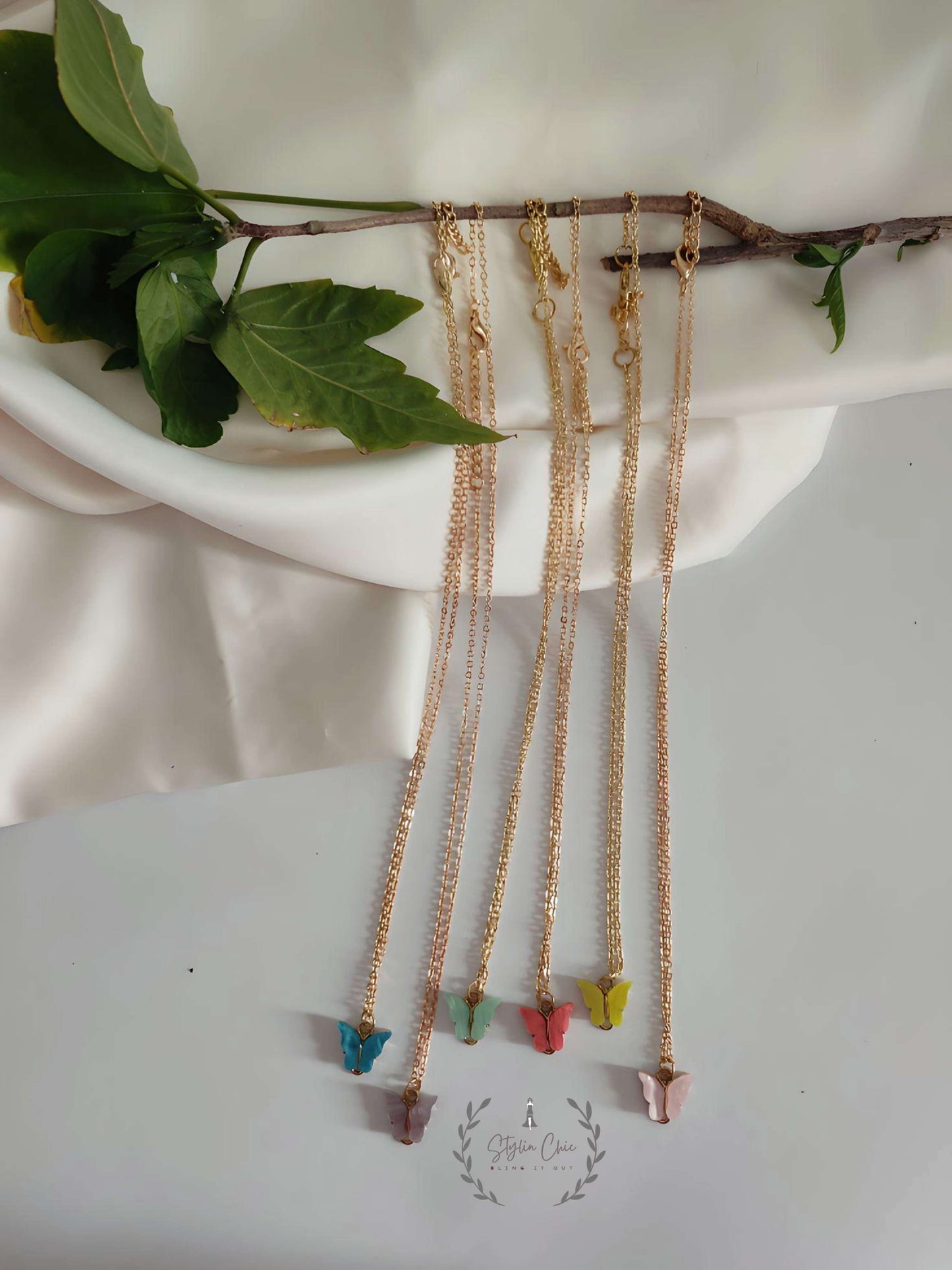 y2k Charm Butterfly Pendant Chain  | Colourful Butterfly Necklace |  Butterfly Necklace | Gift For Her | Casual Wear Necklace