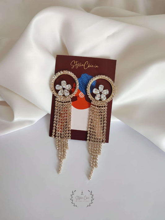 Zircon Long Earrings | Party Wear Earring | Festive Wear Earring