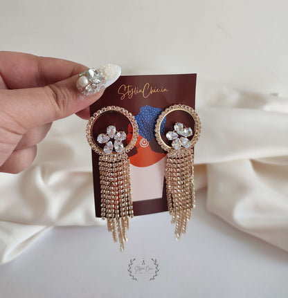 Zircon Long Earrings | Party Wear Earring | Festive Wear Earring