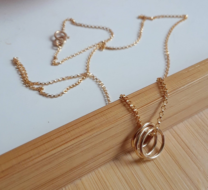 Karma Necklace |  Ring Necklace | Three Ring Necklace | Audi Car Logo Necklace | Work Wear Jewellery | Golden Three Ring Necklace