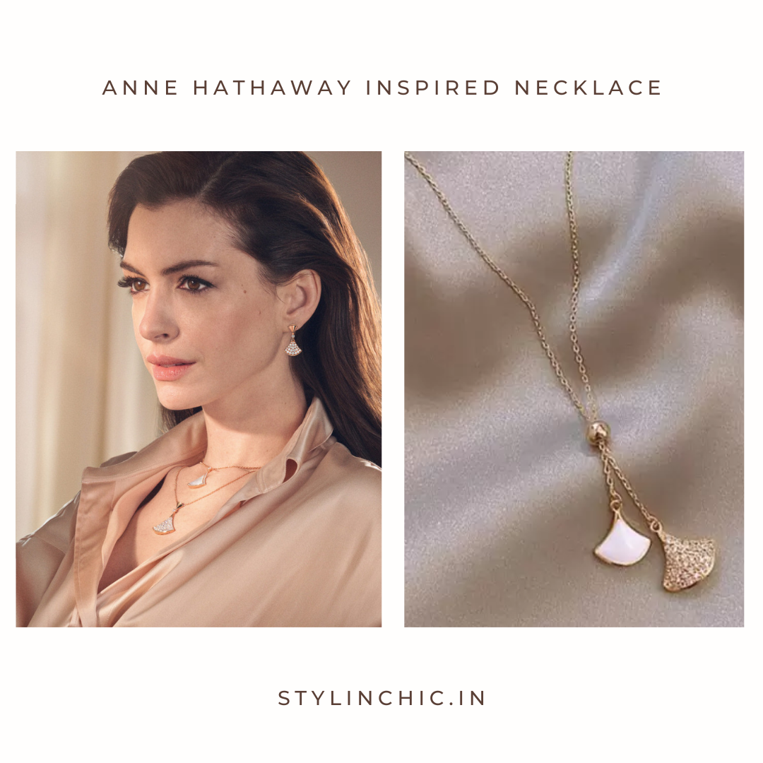 Stone-Studded Bell Pendant Necklace | Fishtail  Elegant Necklace in RoseGold & Golden Colour | Celebrity Inspired Necklace