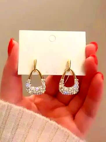 Korean Version Square Geometric Diamond Earrings | Bestseller Earrings | Trending Korean Jewellery | K Jewellery